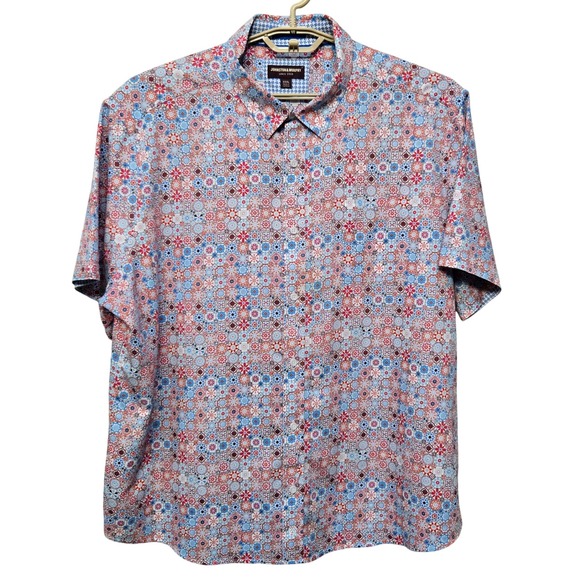 Johnston & Murphy Other - Johnston & Murphy Casual Button Up Shirt Big Tall XXXL 100% Cotton‎ Mosaic Print